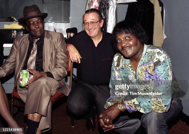 John Lee Hooker, Charlie Musselwhite, and Albert Collins pose during the South Bay Blues Awards on November 15, 1992 in Santa Clara, California.