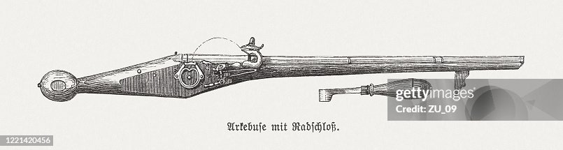 Arquebus Long Gun In 15th17th Century Wood Engraving Published 1893 ...