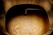 Beer in the brewing tank, top view.