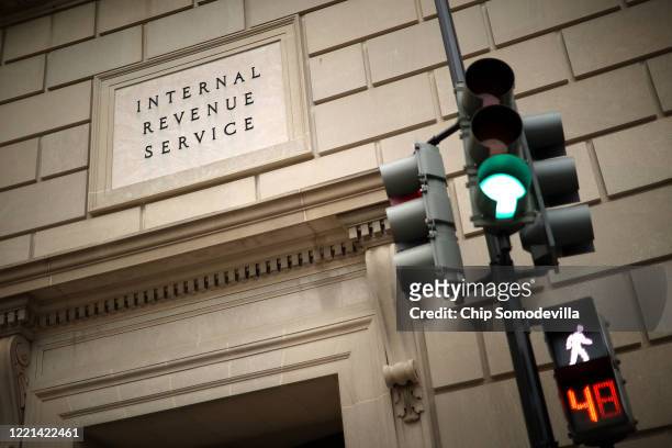 The Internal Revenue Service headquarters building appeared to be mostly empty April 27, 2020 in the Federal Triangle section of Washington, DC. The...