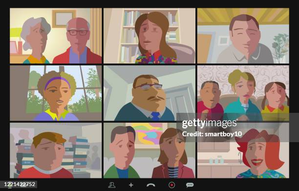 video meeting fun character set - homework kitchen stock illustrations