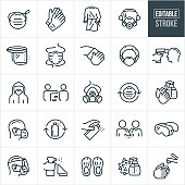Medical Personal Protective Equipment Thin Line Icons - Editable Stroke
