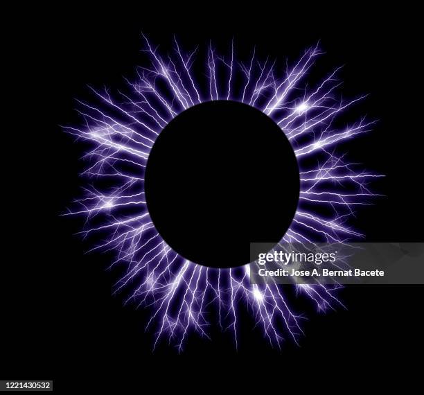 energy, lightning on black hole. - 電気ショック ストックフォトと画像