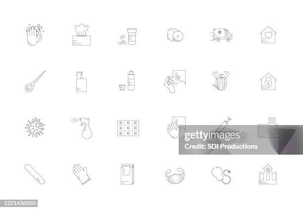 stockillustraties, clipart, cartoons en iconen met diseaseicons_inprogress - niezen