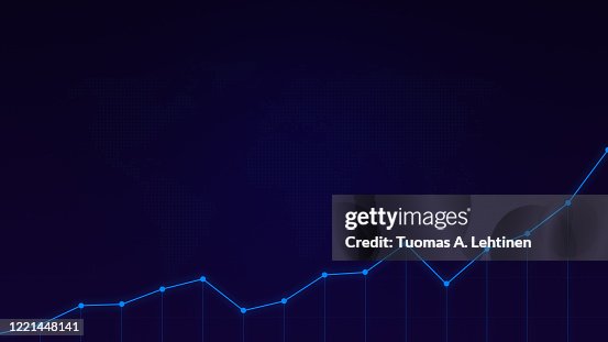 Blue Line Graph Increasing Light Blue Line Graph On A Blue Blackground With World Map High-Res ...