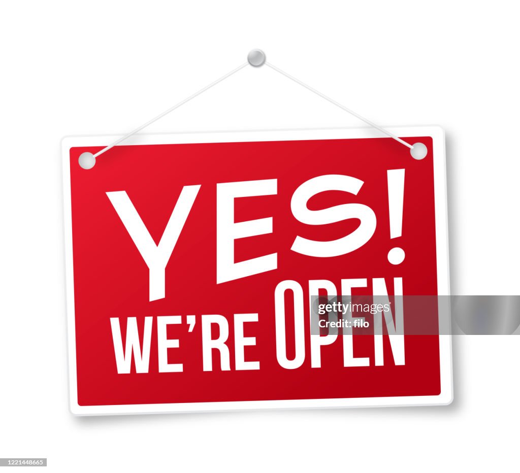 Yes, we're open sign Stock Vector
