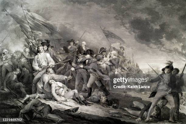 ilustrações de stock, clip art, desenhos animados e ícones de the battle of bunker hill, 1775 - estilo colonial