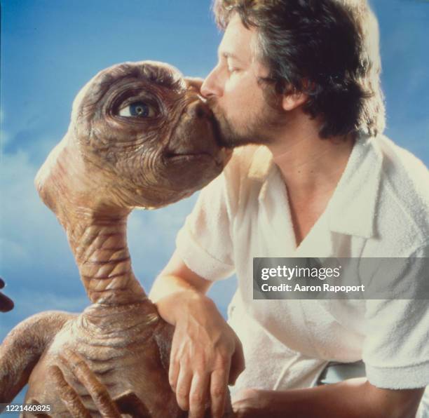 Los Angeles E.T.: The Extra-Terrestrial and Steven Speilberg poses for a portrait in Los Angeles, California