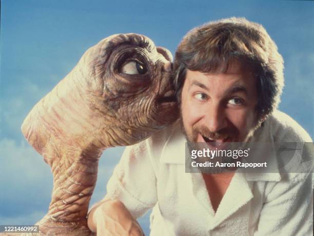 Los Angeles E.T.: The Extra-Terrestrial and Steven Speilberg poses for a portrait in Los Angeles, California