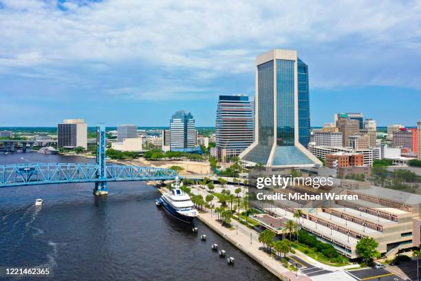 luftaufnahme von downtown jacksonville - jacksonville florida stock-fotos und bilder