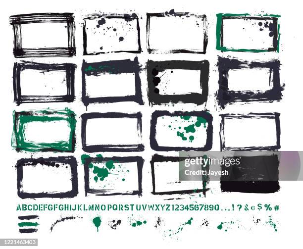 vector painted frames for layout collection with drop collection - earth stencil stock illustrations
