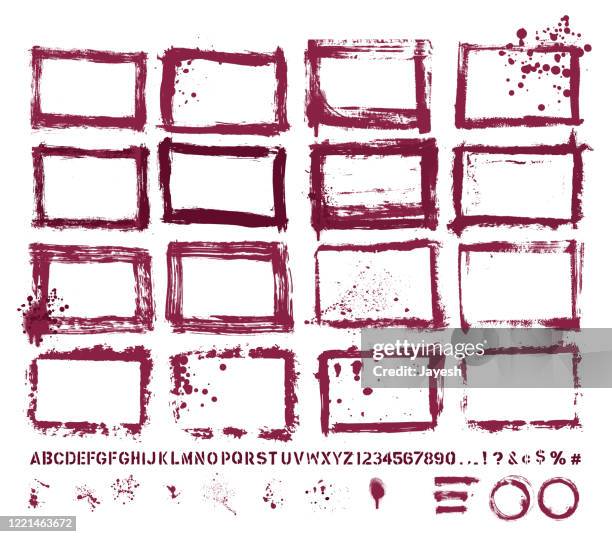 designer vector collection, hand painted, scanned and traced grunge textures - wine splash stock illustrations