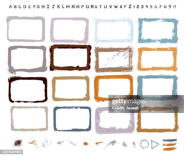 vector hand-painted texture border & paint splash set : artist’s own collection - winter page border stock illustrations