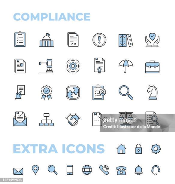 compliance color thin line icon set - conformity stock illustrations