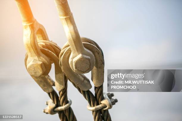 wire rope  and the nut. - cable installer stockfoto's en -beelden