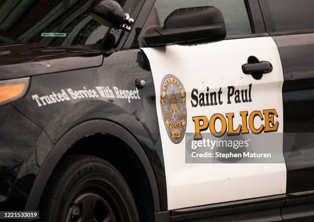 View of police cars parked outside the Ramsey County Law Enforcement Center on June 20, 2020 in St. Paul, Minnesota. Minneapolis Police officer Derek...