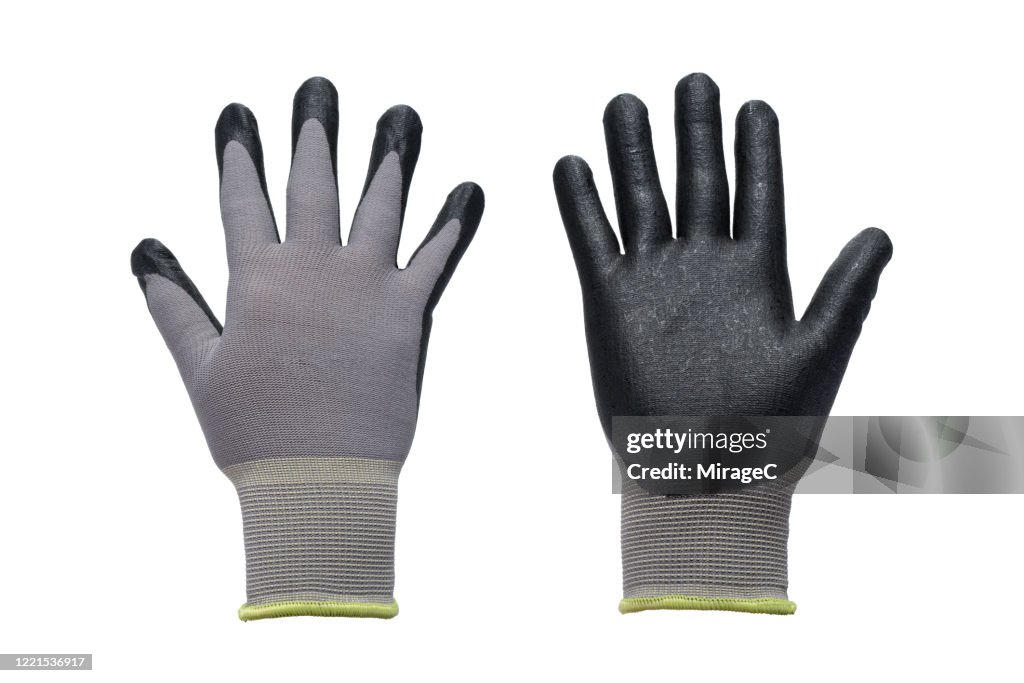 Both Sides of Gray Work Gloves