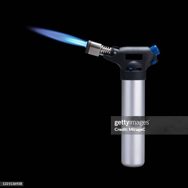 blow torch burning with blue flame - gasbrander stockfoto's en -beelden