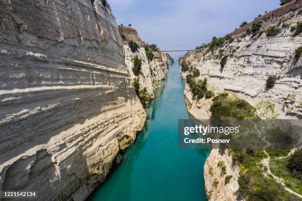 corinth canal - corinth stock pictures, royalty-free photos & images