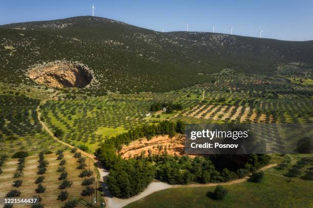 sinkholes at didyma - sink hole stock pictures, royalty-free photos & images