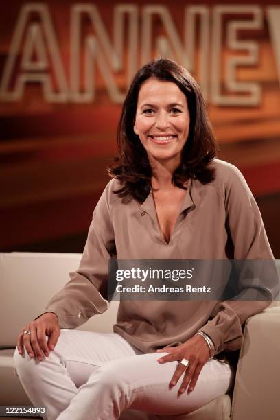 Talk show hostess Anne Will poses during the photocall for the political talkshow 'Anne Will' on August 26, 2011 in Berlin, Germany.