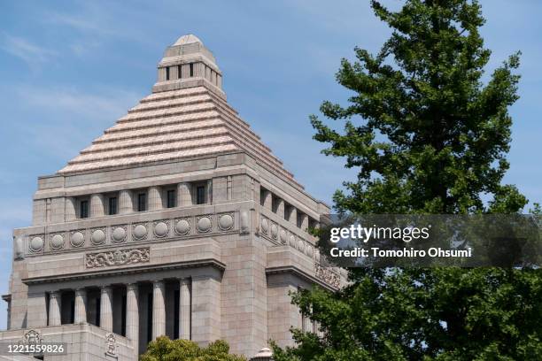 The National Diet building is seen on April 28, 2020 in Tokyo, Japan. Japan's government submitted a ¥25.69 trillion reworked supplementary budget to...
