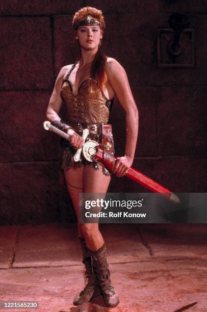 Brigitte Nielsen in "Red Sonja", directed by Richard Fleischer, Rome, Italy, 1984