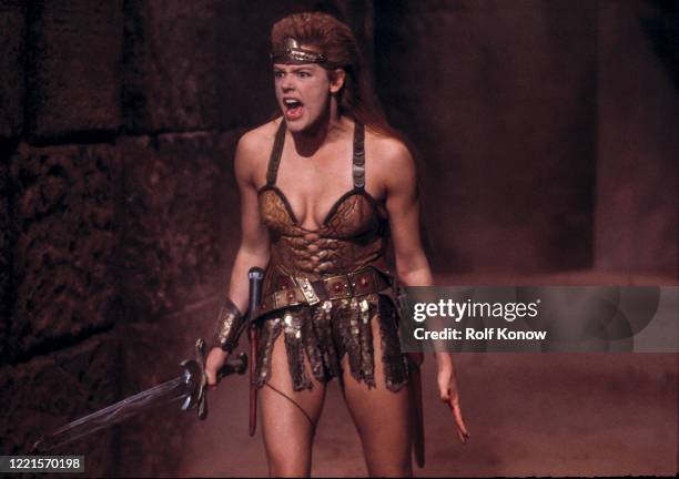 Brigitte Nielsen in "Red Sonja", directed by Richard Fleischer, Rome, Italy, 1984