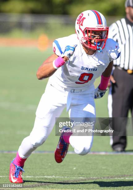 DeMatha defensive end Chase Young in action from the DeMatha at Bishop McNamara on October 10, 2015 in Forestville, Maryland.