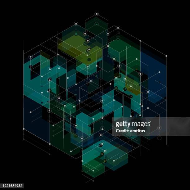 hexa mesh complex - big data stock illustrations