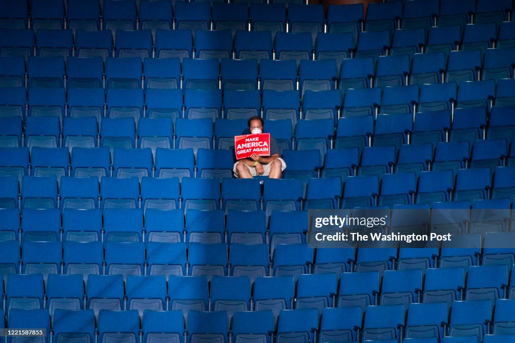 Trump Rally Seating A supporter sits alone in the top sections of seating as Vice... News ...