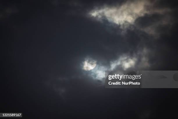 The phenomenon of the 'ring of fire' solar eclipse seen from Ungaran, Central Java Province Indonesia, on June 21, 2020.
