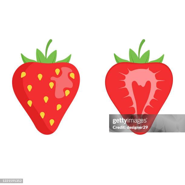 illustrations, cliparts, dessins animés et icônes de strawberry fruit icon flat design. - aliment cru