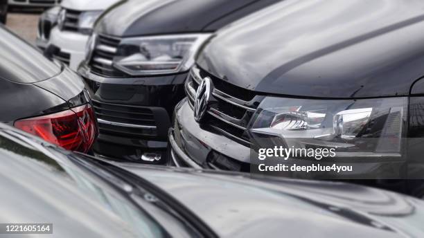 presentation of used vw vehicles at a public car dealer in hamburg, germany - bamboozle road show stock pictures, royalty-free photos & images