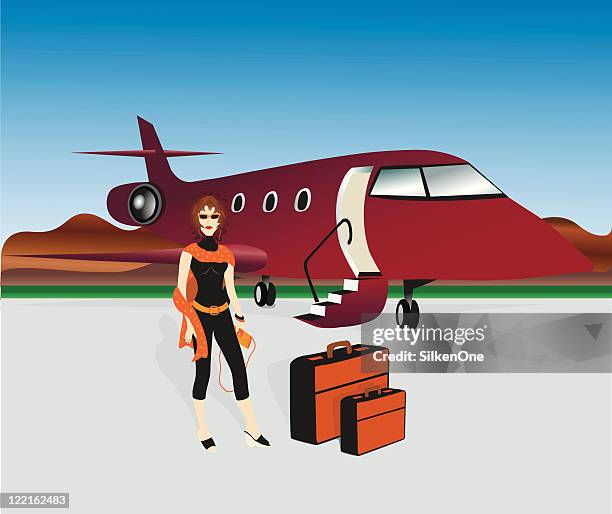 jet setter - airport tarmac stock illustrations