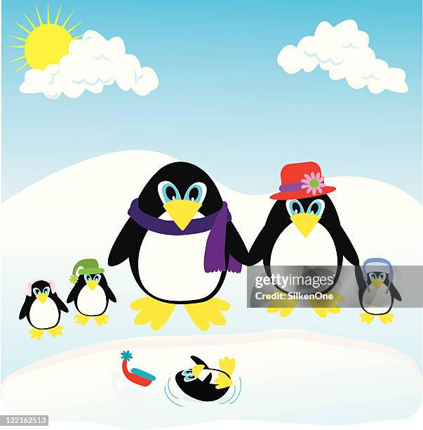 penguin family - webbed foot stock illustrations