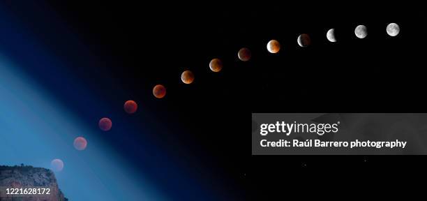 lunar eclipse july 2018 sequence - moon eclipse stock pictures, royalty-free photos & images