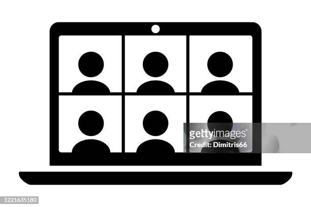 6人のアイコンを表示するラップトップコンピュータ。 - meeting点のイラスト素材／クリップアート素材／マンガ素材／アイコン素材