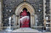 Catholic church attacked with paint and petrol bomb, Northern Ireland