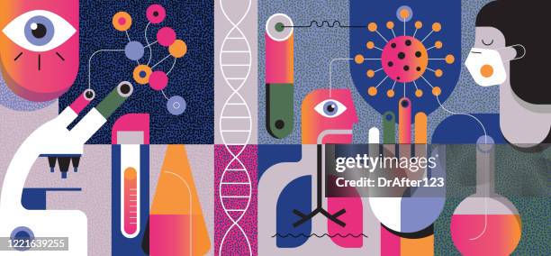 covid-19 abstract concept - science technology stock illustrations
