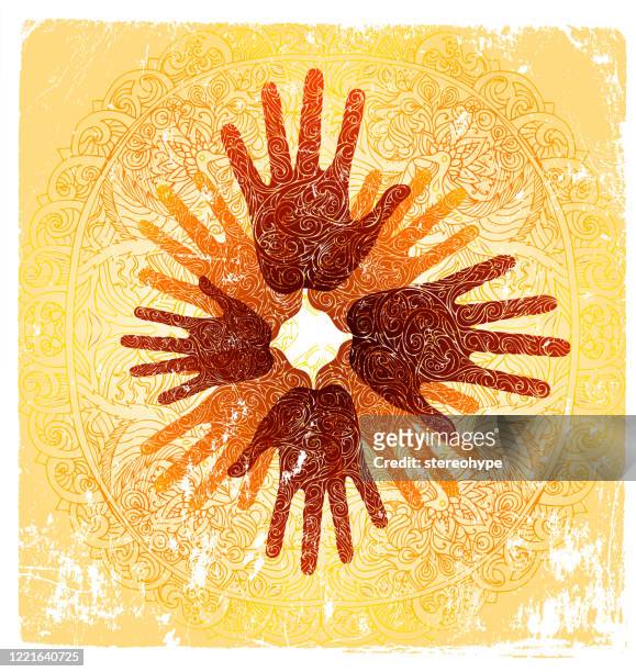 human family tree mandala - healing prayer images stock illustrations