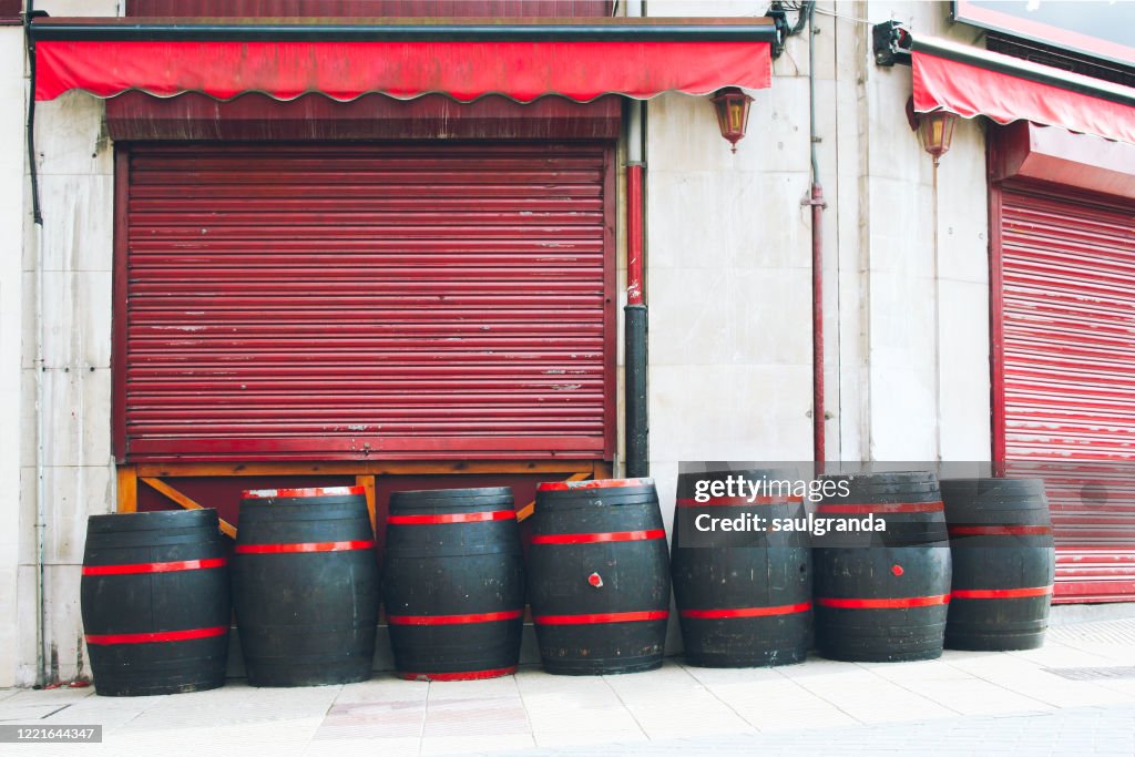 Front view of a closed bar