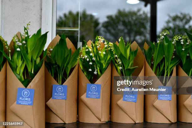 View of Lily of the Valley orders in celebration of Labor Day during the Coronavirus pandemic on April 28, 2020 in La Celle Saint Cloud, France....