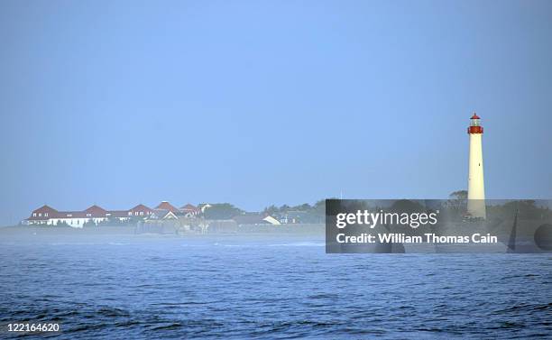 Lighthouse sits in the path of Hurricane Irene August 26, 2011 in Cape May, New Jersey. The Cape May Department of Emergency Management ordered the...