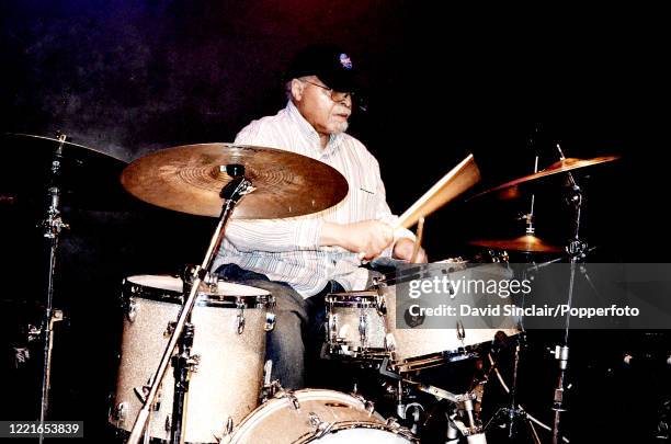 American jazz drummer Jimmy Cobb performs live on stage at Ronnie Scott's Jazz Club in Soho, London on 31st July 2013.