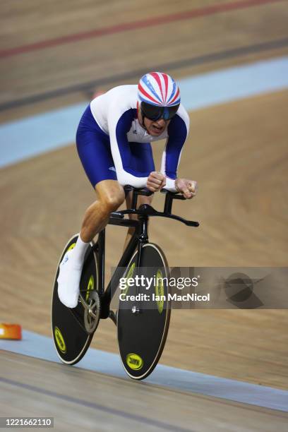 Gold medalist Bradley Wiggins of Great Britain finishes the Men's Individual Pursuit Finals at the Laoshan Velodrome on Day 8 of the Beijing 2008...