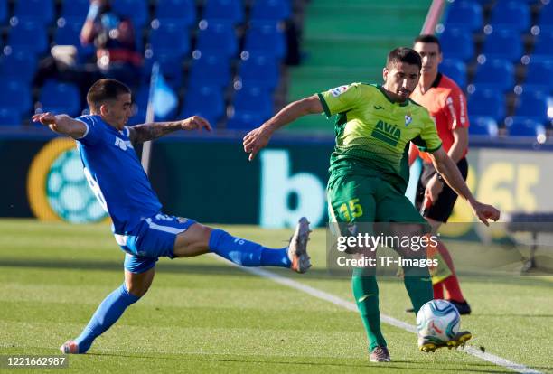 Jose Angel 'Cote' of SD Eibar controls the ball during the Liga match between Getafe CF and SD Eibar SAD at Coliseum Alfonso Perez on June 20, 2020...