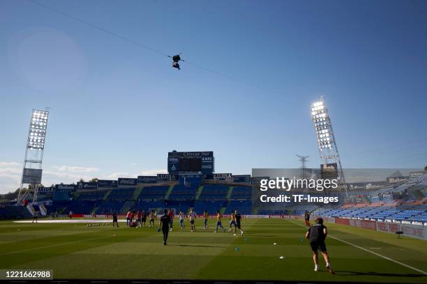 General view inside the stadium is seen prior to the Liga match between Getafe CF and SD Eibar SAD at Coliseum Alfonso Perez on June 20, 2020 in...