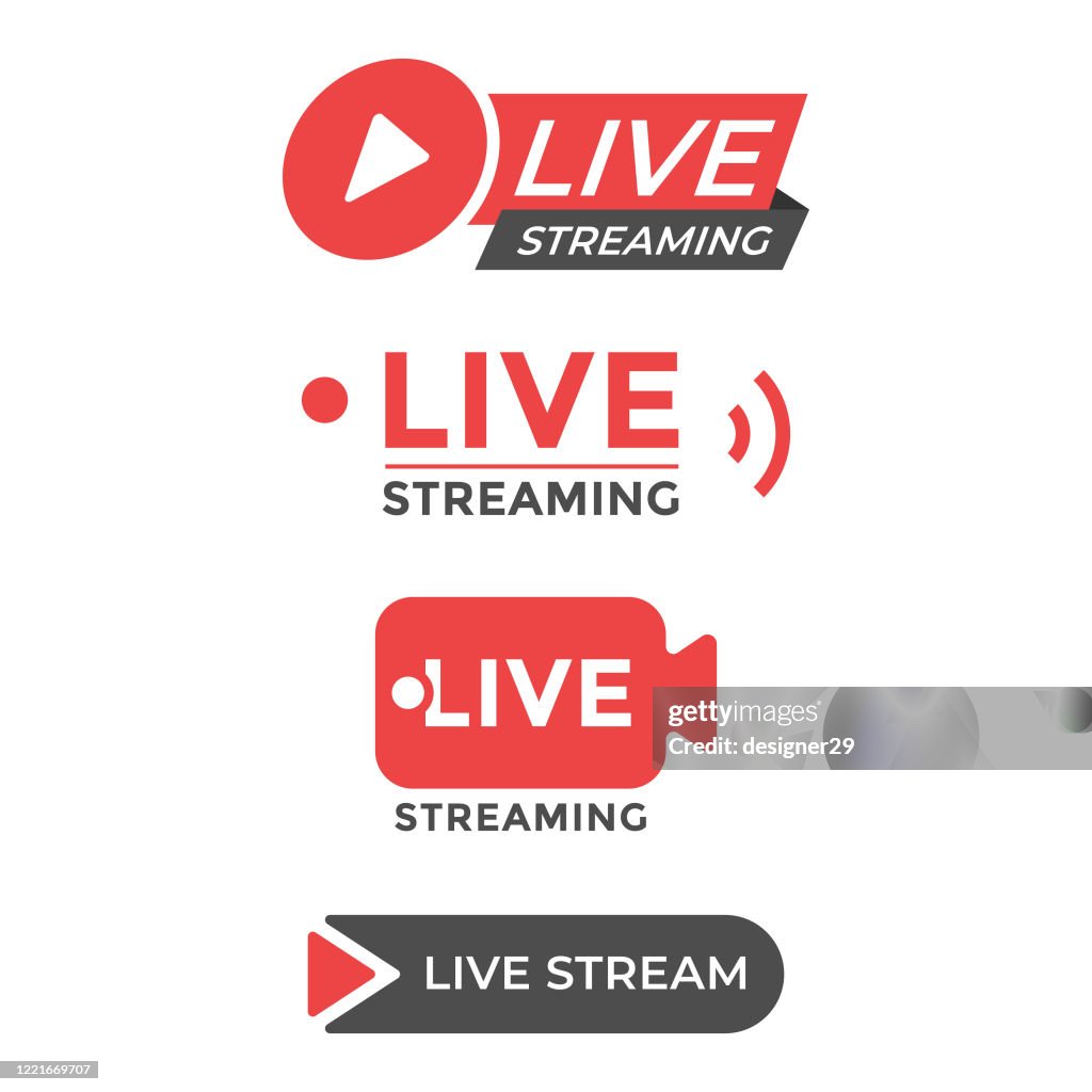 Live Stream Icon Set Flat Design High-Res Vector Graphic - Getty Images