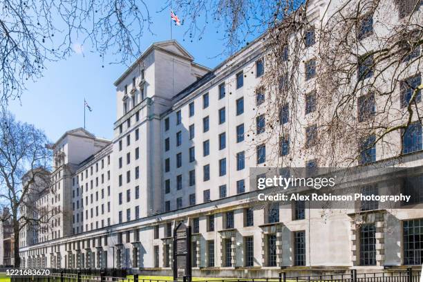 the defense department building on the thames embankment in london - mod stock pictures, royalty-free photos & images